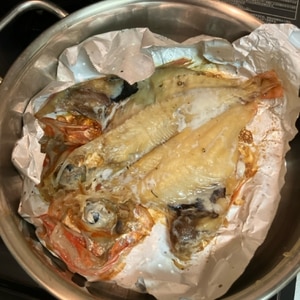 フライパンで赤魚の塩焼き (焼き魚)